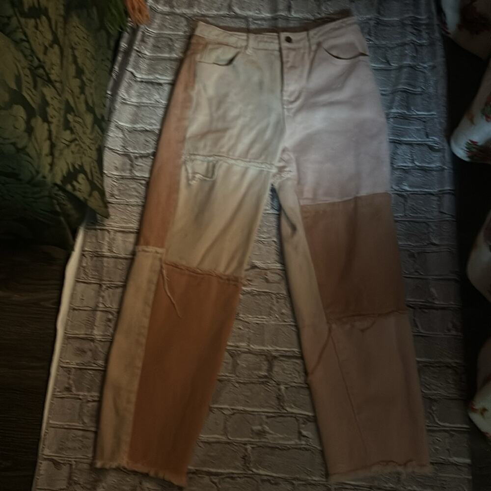 Shein 70s Style Pink Patchwork Deconstructed Jean… - image 3